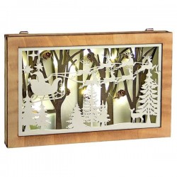 Πίνακας φωτιζόμενος ξύλινος με χριστουγεννιάτικη παράσταση 28x3,5x18 εκ. ύψος JK Home Decoration 54052