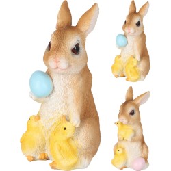 JK Home Decor - Λαγός με παπάκια resin 8,7X9,3X16,6cm 2σχεδ 388115 (1τμχ)