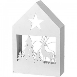 Σπιτάκι ξύλινο λευκό φωτιζόμενο 15,5 x 5,5 x 23,5 εκ ύψος JK Home Decoration 52957