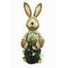 JK Home Décor - Λαγός Χόρτινος με Μπλε Καρώ 60cm 58172