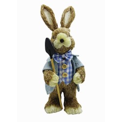 JK Home Décor - Λαγός Χόρτινος με Λουλούδια 48cm 58173