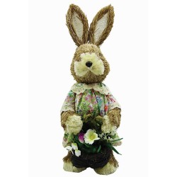 JK Home Décor - Λαγός Χόρτινος με Μπλε Καρώ 48cm 58174