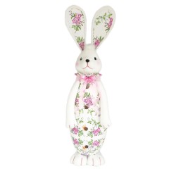 JK Home Décor - Λαγός με Λουλούδια από Φελιζόλ Λευκό 50cm 58176