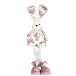 JK Home Décor - Λαγός με Λουλούδια από Φελιζόλ Λευκό 70cm 58179
