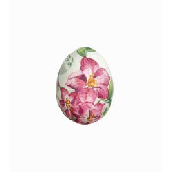 JK Home Décor - Αυγό με Λουλούδια από Φελιζόλ Λευκό 4cm S/6 58181