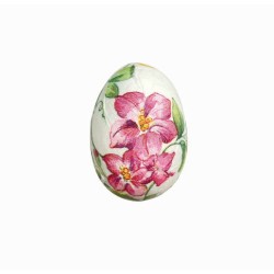 JK Home Décor - Αυγό με Λουλούδια από Φελιζόλ Λευκό 5cm S/6 58182