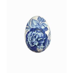 JK Home Décor - Αυγό με Λουλούδια από Φελιζόλ Μπλε 4cm S/6 58183