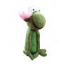 Βατραχίνα τσόχινη πράσινη με ροζ λουλούδι \"Pia Grenouille\" 19εκ