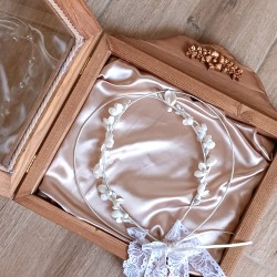 KORRESCRAFT-ΣΤΕΦΑΝΟΘΗΚΗ ΞΥΛΙΝΗ 30Χ29 FLOWERS-ALMOND WOOD 239-502-03-545