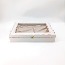 KORRESCRAFT 239-545-63 – Στεφανοθήκη Ξύλινη με Ύφασμα 33x26,5εκ – Champagne – Cottage White