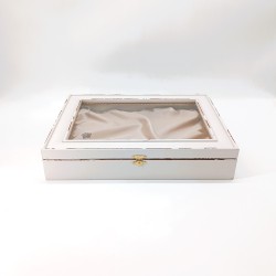 KORRESCRAFT 239-545-63 – Στεφανοθήκη Ξύλινη με Ύφασμα 33x26,5εκ – Champagne – Cottage White