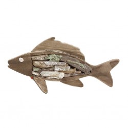 Ψάρι ξύλινο διακοσμητικό με ξυλάκια και κοχύλια 39εκ ESPIEL IST106