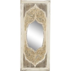 Καθρέπτης τοίχου ξύλινος αντικέ εκρού 48x114cm INART 3-95-725-0021