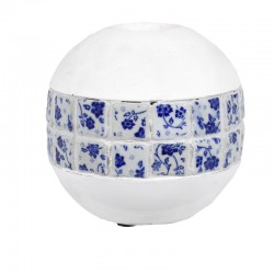 Κηροπήγιο μπάλα κεραμικό λευκό μπλε 15Χ15  Inart 3-70-507-0219