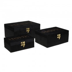 Κουτιά σετ των 3 μαύρα Inart 3-70-491-0010