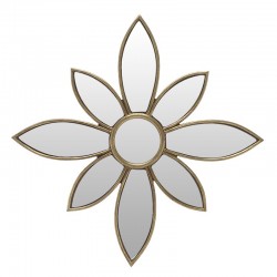 Λουλούδι διακοσμητικό τοίχου πολυρεζίνη με καθρέφτη χρυσό 39εκ Inart 3-70-446-0028