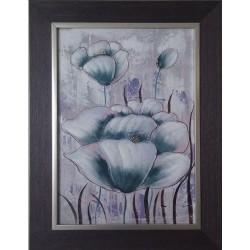 Πίνακας καμβάς 67x87cm με λιλά-γκρι λουλούδια και βένγκε κορνίζα 711390