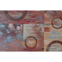Πίνακας καμβάς 80x120cm σε γήινα χρώματα με κύκλους 7032