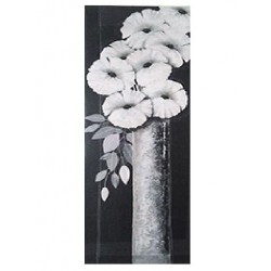 Πίνακας καμβάς 23.5x68.5 μαύρος βάζο με λευκά λουλούδια 1030Α
