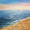 Πίνακας καμβάς 80x80cm παραλία με γλάρους 163722