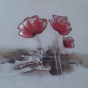 Πίνακας καμβάς λευκός 60x60cm με 3 κόκκινα λουλούδια 47142