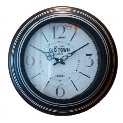 Ρολόι τοίχου μεταλλικό στρογγυλό μαύρο-λευκό 42εκ "OLD TOWN" 296277