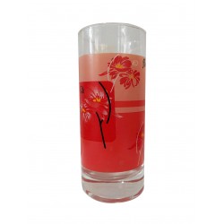 Ποτήρι σωλήνας γυάλινο Σετ 6 κόκκινα λουλούδια NAVA 18012C