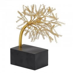 Δέντρο μεταλλικό χρυσό σε ξύλινη μαύρη βάση 42εκ Inart 3-70-092-0111