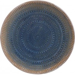 Πιατέλα ξύλινη στρογγυλή μπλε ανάγλυφη 30εκ Inart 3-70-511-0008