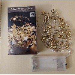 20 Λαμπάκια led μπαλίτσα  χρυσό  μπαταρίας θερμό  φως -  JK Home Decoration 643022-1