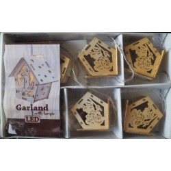 Γιρλάντα 120cm 6 led λαμπάκια μπαταρίας "σπιτάκια" ξύλινο/φυσικό JK Home Decor 508066