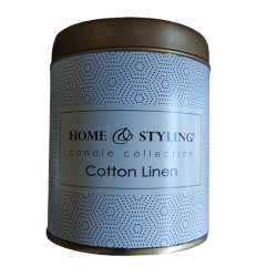 Κερί αρωματικό Cotton Linen σε μεταλλικό κουτί 7Χ8 εκ JK Home Decoration 621697-b