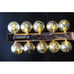 Γιρλάντα 10 μπάλες 6εκ μπαταρίας ασημί αντικέ θερμό φως Inart 2-70-856-0012