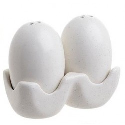 Αλατοπίπερο κεραμικό ''αυγό'' σε βάση λευκό Inart 6-60-151-0030/A