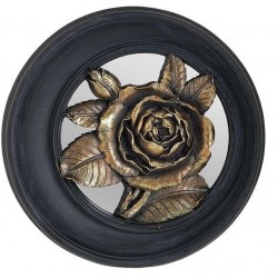 Διακοσμητικό καδράκι με  λουλούδι  μαύρο/χρυσό Φ25 Χ 5 INART 3-70-117-0146