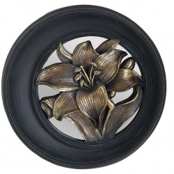 Διακοσμητικό καδράκι με  λουλούδι  μαύρο/χρυσό Φ25 Χ 5 INART 3-70-117-0147