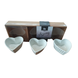 Μπωλάκια για σνακ σετ/3 πορσελάνη "καρδιά" 8x8x5 εκ JK Home Decoration 609257a