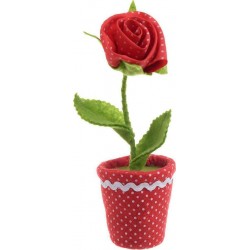 Υφασμάτινο λουλούδι σε γλάστρα κόκκινο/πράσινο 7X7X20 INART 3-70-258-0015