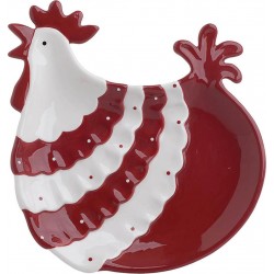 Πιατέλα κεραμική κότα κόκκινη/λευκή 25χ24χ4 INART 3-70-995-0003