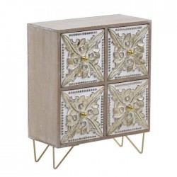 Μίνι συρταριέρα ξύλινη αντικέ/χρυσή/natural 22x11x27εκ Inart 3-70-686-0065
