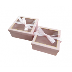 Κουτί χάρτινο σετ/2 ροζ 25.5x25.5xΧ12.5εκ JK Home Decoration 56353