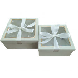 Κουτί χάρτινο σετ/2 εκρού 25.5x25.5xΧ12.5εκ JK Home Decoration 56350