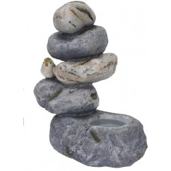 Κασπώ διακοσμητικό πέτρες με πουλάκι resin 28Χ38 JK Home decoration 432897-1