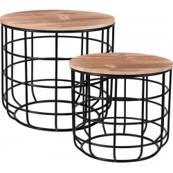 Τραπεζάκια μέταλλο /ξύλο Σετ/2 (45x42εκ /40x37εκ) JK Home Decoration 366284