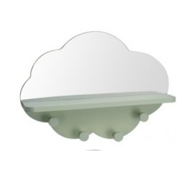 Ραφάκι σύννεφο με καθρέφτη & 4 κρεμάστρες βεραμάν 39Χ9Χ28εκ JK Home Decoration 113031-3