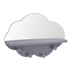 Ραφάκι σύννεφο με καθρέφτη & 4 κρεμάστρες γκρι 39Χ9Χ28εκ JK Home Decoration 113031-4