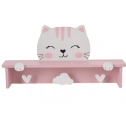 Ραφάκι ροζ γάτα & 3 κρεμάστρες 44,50Χ10Χ21,50εκ JK Home Decoration 729911-1