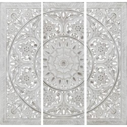 Διακοσμητικό τοίχου ξυλόγλυπτο αντ.λευκό 120χ120 INART 3-70-242-0020