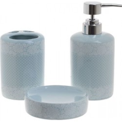 S/3  Σετ μπάνιου κεραμικό γαλάζιο/λευκό INART 6-65-151-0001