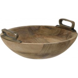 Μπωλ ξύλινο/αλουμ. natural/χρυσό Δ25χ10 INART 3-70-803-0048